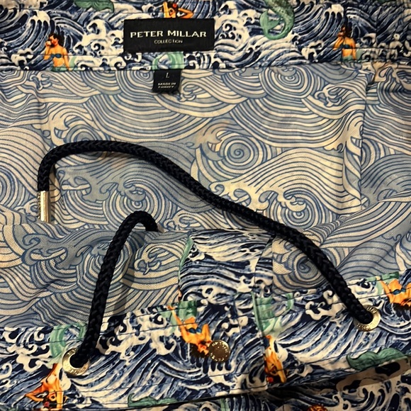 Peter Millar Men’s Blue Green Mermaid Print Swim Trunk Gemma size L - Picture 6 of 12